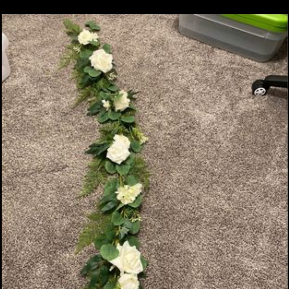 White Faux Rose Garland